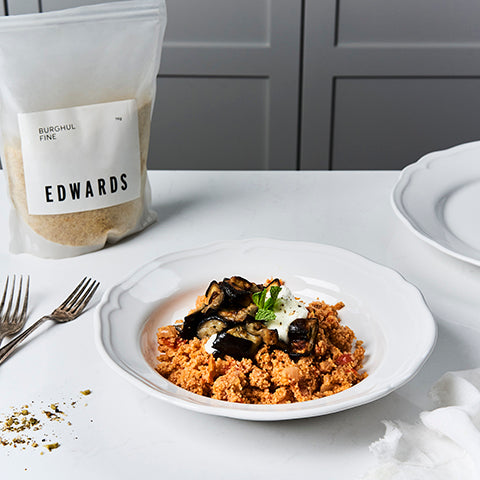 Burghul with Tomato, Aubergine and Lemon Yoghurt - Edwards Providore