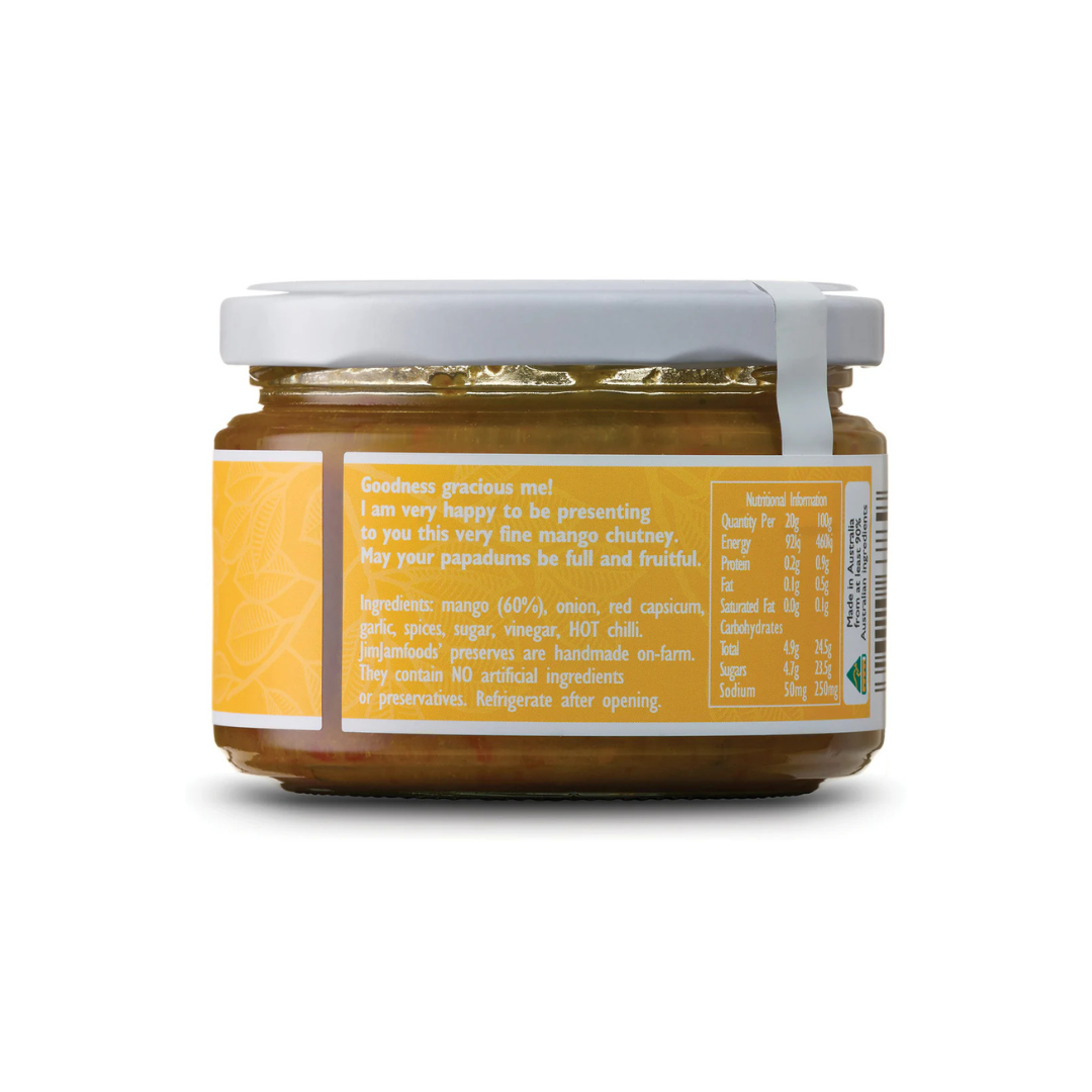 Edwards Providore Chilli Relish JimJam Maharaja's Mango Back of Jar